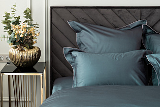 Простыня сатиновая на резинке 160х200х30см зеленая 4 (превью)