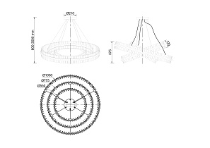 Люстра подвесная Галактика (Galaxy) прозрачное стекло/золото