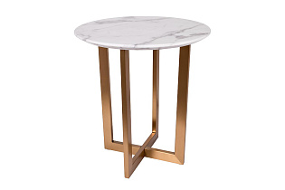 Столик журнальный Перл Уайт (Pearl White) круглый белый/золото