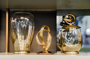 Ваза декоративная с крышкой «Лиана» металл/стекло 3 (превью)