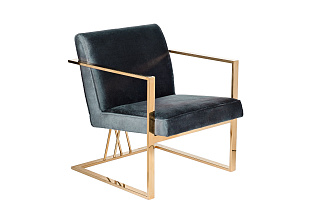 Стул велюровый зеленый/золото