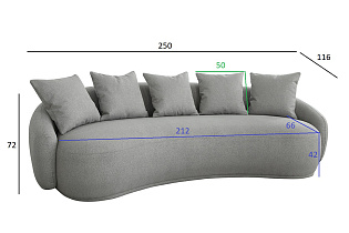 Диван Forli трехместный светло-серый