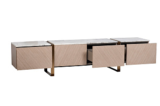 Тумба под телевизор светлый шпон/мраморная столешница 3 (превью)