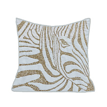 Подушка декоративная с бисером «Зебра» бело-золотая 1 (превью)