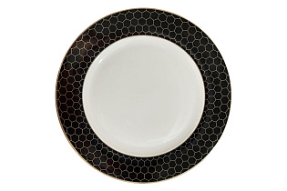 Тарелка обеденная "Пчёлки (Honeycomb)" черно-золотая деколь 26 см