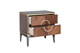 Тумбочка прикроватная с 2-мя ящиками темный шпон
