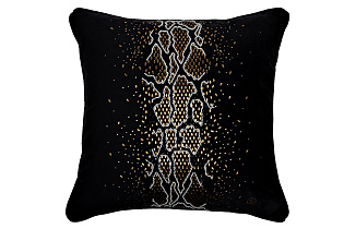 Подушка декоративная со стразами "Питон" черная