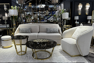 Диван Палаццо(Palazzo) трехместный раскладной бежевый с принтом