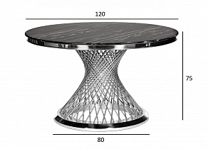 Стол обеденный круглый искусственный мрамор/хром