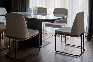 Стул обеденный велюровый кремовый/золото 5 (превью)