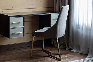 Стул на металлическом каркасе серый велюровый 7 (превью)