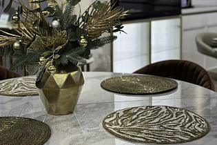 Салфетка сервировочная "Саванна" золотая с бисером