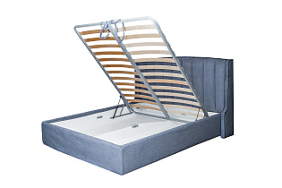 Дизайнерская кровать Odry с подъемным механизмом шенилл синяя