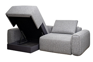 Диван Турин(Turin) трехместный с канапе раскладной черно-серый