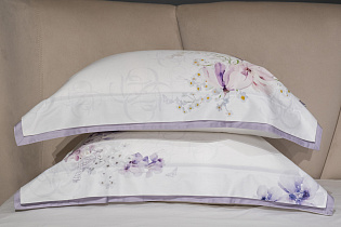 Комплект постельного белья "Фиори" сиренево-белый 220х200см с наволочками 50х70см