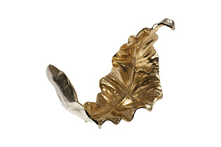 Тарелка декоративная «Лист» металлическая золото/хром 1 (превью)