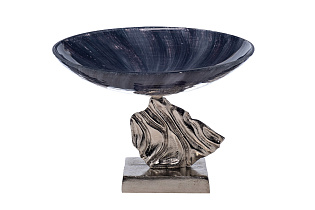 Чаша стеклянная на металлическом основании дымчатая