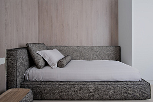 Кровать Руна(Runa) детская угловая с подъемным механизмом шенилл серый