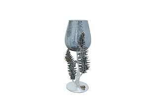 Подсвечник декоративный "Папоротники" (серебро)