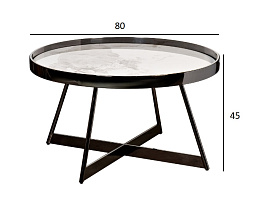 Стол журнальный белый керамогранит/черный хром
