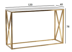 Консоль искусственный белый мрамор Bianco Namibia/матовое золото
