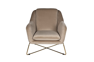 Кресло велюровое бежевое/матовое золото