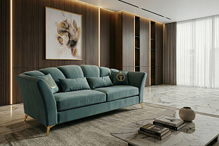 Диван Аннет(Annette) трехместный велюровый бирюзовый