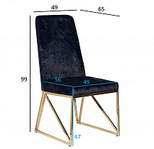 Стул велюровый темно-синий/ножки золото