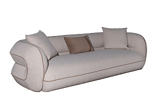 Диван Amelia трехместный букле светлый с бежевым кантом