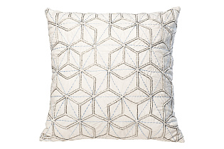 Подушка декоративная с бисером «Шестигранники» белая 1 (превью)