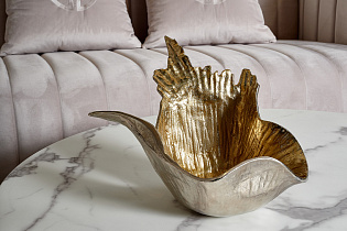 Чаша металлическая декоративная "Лист" золото/хром