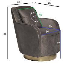 Кресло вращающееся велюровое серое