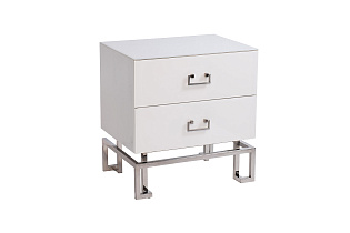Тумбочка с ящиками белая/хром
