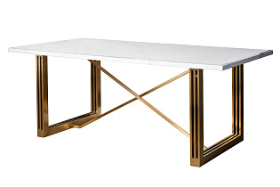 Стол обеденный прямоугольный белый/золото
