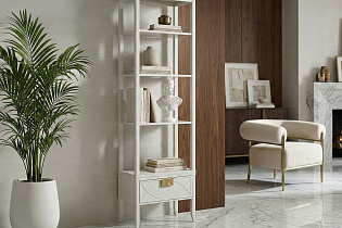 Шкаф-витрина открытый с тумбочкой прикроватной бежевый