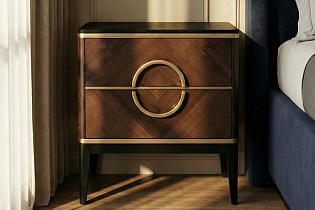 Тумбочка прикроватная с 2-мя ящиками темный шпон
