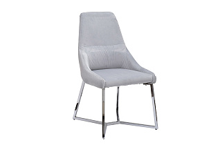 Стул на металлическом каркасе велюровый светло-серый/хром 2 (превью)