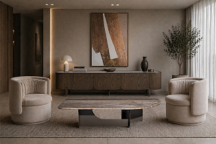 Стол журнальный Арка (Arco) травертин прямоугольный