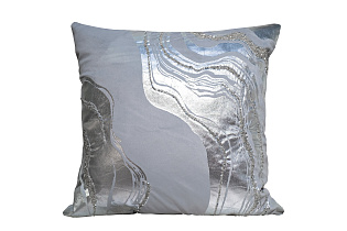 Подушка декоративная с принтом и бисером "Фолио" серая