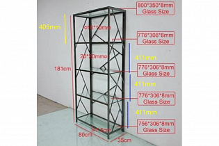 Стеллаж с прозрачным стеклом (хром)