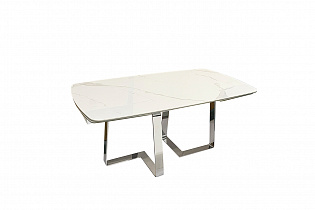 Стол обеденный раскладной керамический белый/хром