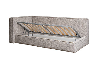 Кровать Руна(Runa) детская угловая с подъемным механизмом шенилл серый