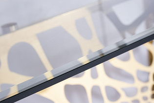 Стол обеденный прозрачное стекло/золото