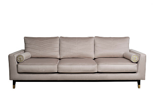 Диван Мадрид Мемори(Madrid Memory) трехместный шенилл бежевый с кантом