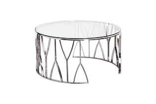 Стол журнальный с прозрачным стеклом (хром)