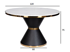 Стол обеденный круглый искусственный мрамор/черный металл