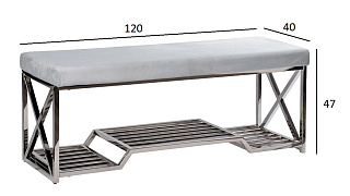Банкетка велюровая голубая/хром 5 (превью)
