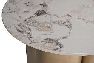 Стол журнальный круглый керамогранит белый