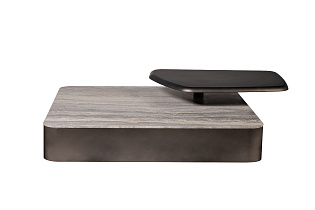 Стол журнальный квадратный мраморный с полкой