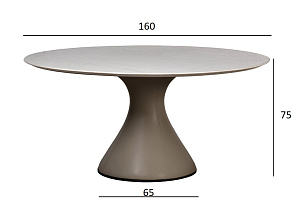Стол обеденный круглый мраморный/основание бежевое